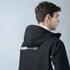 Płaszcz przeciwdeszczowy czarny moda dla dorosłych Wodoodporna długie płaszcz przeciwdeszczowy mężczyźni deszczowy płaszcz z kapturem do turystyki gęstwy gęstwy 230803
