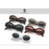 Sunglasses Elegant Oval For Women Vintage Ins Small Round Black Designer Shades UV400 Oculo