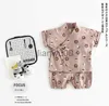 Kleding Sets Pasgeboren Japanse Baby kimono Trainingspak Cartoon broektops Kids Jongen Print Katoen Jongen Kinderkleding Set Kind Baby Kleding x0803