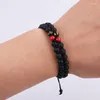 Strand Design Natural Lava Stone Black Onyx Tibetan Beads Braided Macrame Adjustable Bracelet Women Men