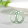 Cluster Rings Jiale/Natural Green Glutinous Chinese Style Jade Ring Men Women Couple Emerald Jewelry Simple Personality Fashion Gift