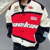 Męskie kurtki motocyklowe kurtka motocyklowa Mężczyznowy list uliczny druk chaquetas hombre hip hop vintage bawełniane pary Spring Baseball Kurtka unisex płaszcz t230804