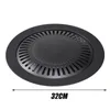 BBQ Tools Accessories 32cm Round Iron Grill Pan Korean Meat Roast Plate With Holder Non Stick Barbecues Cooking Easy Clean 230804