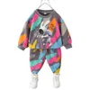 Clothing Sets Toddler Baby Tie Dye Outfits Girls Boys SweatshirtDrawstring Pant Sets 3D Print Children Jogger Set Kids Tracksuit 111 Years 230803