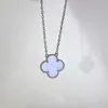 Strands, Strings Designer Brahma Four-leaf clover necklace female fritillary purple chalcedony clavicle chain V gold five flower 18k rose pendant ZRUV