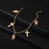 Anklets Foot Bracelet Women Stainless Anklet Gold Color Cross Charm Summer Decoration Classic Leg ChainJewelry