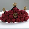 Hair Clips Women Headband Red Rose Flower Hexagram Star Crown Band Garland Elastic Headpiece Fancy Dress Ball Bridal Wedding Party