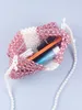 Evening Bags Network Red Handmade DIY Knitted Pink Pearl Bow Flap Retro Elegant Dinner Beaded Crossbody Bag 230803