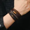 Charmarmband vintage pu läder armband för män flerskikt flätad stekt degvridningar taksträngsmycken