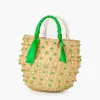 Evening Bags Round Nature Straw Crystal Bucket for Women 2023 Summer Handmade Large Beach Rattan Woven Basket Bag Holiday High Quality 230427