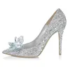 Cinderella Shoes For Wedding Sparkly Bling Rhinestone High Heels Women Pumps Pointed toe Crystal Wedding Shoes 9cm Bridal Shoes Ch322u