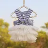 Hundebekleidung Kleid Welpe Sommerkleidung Haustierkleidung Gestreifter Hosenträger-Netzrock für kleine mittelgroße Hunde Kostüm Ropa Perro Prinzessin