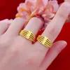 Cluster Rings 6000 24.k Pure Copy Real 18k Yellow Gold 999 24k Women's To Heart Lucky Opening Sweet Ring Gift Never Fade Jewelry