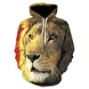 Men's Hoodies Luminous Lion Hooded Sweatshirt Clothing Casual Loose Animal Streetwear Male Fashion Autumn Winter Outwear