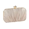 Evening Bags Women Bag Elegant Bridal Formal Wedding Party Clutch Purse Chain With Buckle Gift Glitter Pleated Portable Rectangle 230803