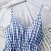 Casual Dresses Women's Plaid Elastic Waist Mid-length Dress Female 2023 Autumn For Girls Patchwork Slip Birthday Women