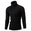 Herrtröjor Turtleneck tröja Autumn Winter Knit Pullover Roll Neck Warm Slim Fet Casual Mens Cloth