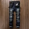 Men's Jeans Bicycle Quick Delivery High Quality Punk Style Zipper Decoration Straight Fit Fashion Blue Designer Bike