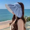 넓은 가슴 모자 접이식 거대한 태양 여성 여름 UV 보호 빈 탑 모자 야외 휴가 해변 선샤이드 캡 레이디 보닛