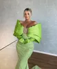 Elegant Green Mermaid Evening Off Shoulder Beads Sequins Formal Party Prom Dress Sweep Train Red Carpet Long Dresses For Special Ocn