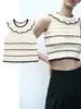 Women's Jackets Women Knitted Sweater Vest Fashion Patchwork Sleeveless Slim Thin Pullovers Chic Tops