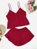 Women's Sleepwear Fashion Sexy Sling Tops With Shorts Three-piece Set Ladies Casual Pajamas Homewear Suits