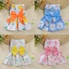 Vêtements pour chiens été imprimé robe pour animaux de compagnie mignon arc princesse jupes pour petits chiens moyens chat jupe robes de mariée York vêtements