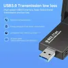 Adaptador WiFi USB Placa de rede sem fio de 1300 Mbps, adequado para computador de mesa 3.0 Dongle WiFi com antena, cartão WiFi de banda dupla de 2,4 GHz e 5 GHz