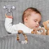 Pacifier Holders Clips# Wooden handmade crochet baby stroller chain beech music mouse toy newborn pacifier dummy clip stroller pendant children's toy Z230804