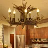 Chandeliers TEMAR Modern Antler Chandelier Light LED Creative Retro Resin Pendant Lamp Fixtures For Home Living Dining Room Bar Cafe