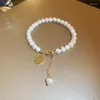 Strand ALLME Retro Irregular Freshwater Pearl Bracelets For Women Chinese Letter Hollow Out Coin Beaded Bracelet Accessories