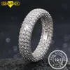 Wedding Rings Hip Hop Real 925 Sterling Stamp Ring Luxury Full Cubic Zircon Gold Charm Jewelry Punk Male Women Finger Rings Size 7-10 Unisex 230803