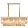 Pendant Lamps Crystal Rectangle Led Chandelier Lighting Gold Kitchen Island Lights Indoor Livng Room Hanging Lamp Bedroom Decor Lustre