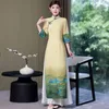 Roupas étnicas Feminino Vietnã Ao Dai Vestido Primavera Outono Vintage Estilo Chinês Cheongsam Mulheres Modernas Melhorar Eleganti Longo Qipao 2023