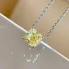 ペンダントAnziw 2.0ct Solitaire Four-Claw Pendant Necklace 925 Silver Shiny Cushion cut Yellow Cruened Gemstone女性ジュエリーギフト