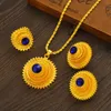 Wedding Jewelry Sets Ethiopian GoldSilver Plated Bridal Necklace Earrings Ring Gifts Jewellery Set For Women 230804