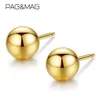 Stud PAG MAG Genuine 18K Gold Solid Bead Ball Earrings For Women Minimalism Silver Statement Jewelry Pendientes 230804
