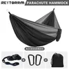 Hangmatten 102x55 inch dubbele kampeerhangmat met 2 boombanden parachute draagbaar lichtgewicht hangmat schommel voor backpacken buiten strand 230804