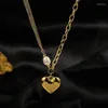 Catene in acciaio inossidabile 316L Perla a forma di cuore Amanti Charms Catena spessa Collana girocollo per le donne Moda Trend Gioielli regalo SAN414