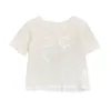 Dames T-shirt Designer Hoge versie CE-familie Triomfboog korte mouwen dames 23 zomer sexy uitgehold mesh perspectief elastisch gebreid T-shirt 20XM