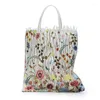 Bolsas de armazenamento 1 peça Moda Bolsa estilo verão Malha cheia de bordados Flores Transparente Bolsa de ombro Bolsa romântica feminina Eco Shopping 2023