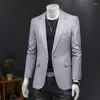 Costumes pour hommes 2023 solide gris couleur étape col mince Blazer formel affaires porter un bouton costume taille S-5XL