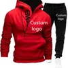 Herrspårar Hösten Anpassad logotyp dragkedja huva tröja byxor set av hög kvalitet mode casual sports bomulls hoodie