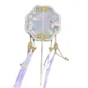 Chinese Style Products Children's Ancient Style Hanfu Dance Fan Embroidery Hand Fan For Women Runway Show Shoot Long Handle Wedding Decoration R230804