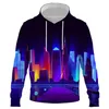 Felpe con cappuccio da uomo Pullover da uomo City Night Scene Felpa con cappuccio Felpa oversize Moda coreana Abiti casual da coppia a maniche lunghe larghe