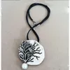 Pendentif Colliers Élégant Perle D'eau Douce Sagesse Arbre Alliage Collier Mignon Libre Porter En Cuir Noir Pour Les Femmes Pendietes Bijous