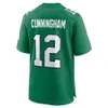 Camisa de futebol Jalen Hurts 1 Brown 11 Devonta Smith 6 Jason Kelce 62 Slay Jr 2 Carter 98 Cunningham 12 Kelly Green Throwback Legand Tamanho masculino S-XXXL Stitched Jerseys