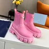 Designer de luxo monolith botas de couro brilhante mulheres couro genuíno rosa preto branco plataforma bota de neve