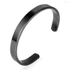 Bangle FYSARA Women Men Cuff Bracelets Stainless Steel Black Gold Color Open Bangles Simple Classic Jewelry Laser Logo Wholesale