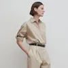 Bluzki damskie R0W garnitur wiosny i lato 2023 luźne minimalistyczne podmiejskie obroże z długim rękawem prażone bawełniane trendowe spodnie